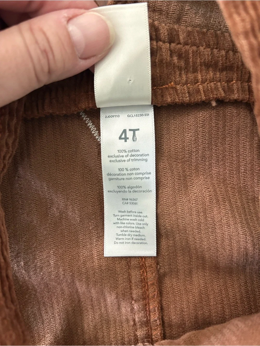 NWT Oshkosh B’gosh Girls Jumper Overall Dress Brown Corduroy Cottage Core 4T